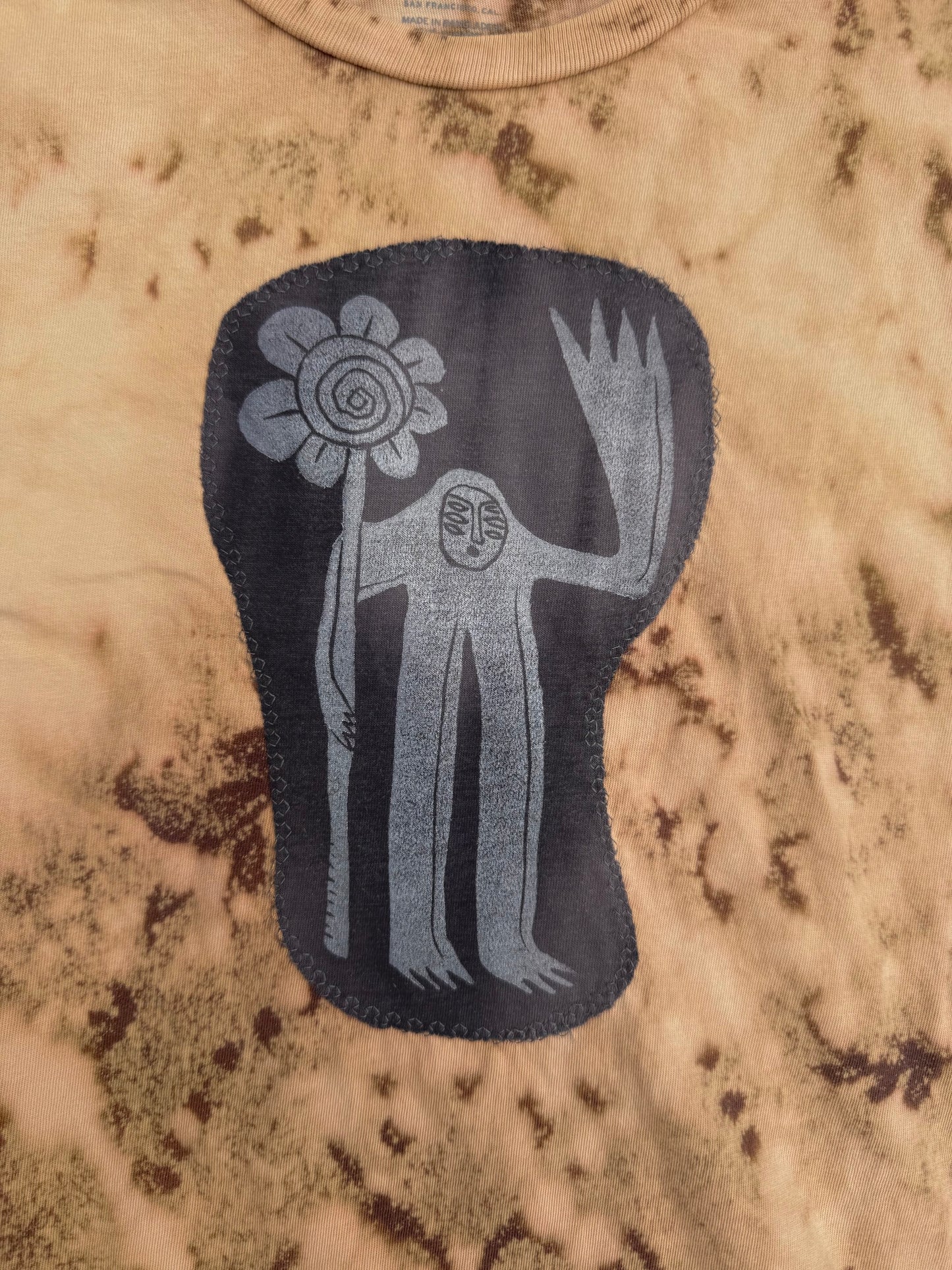 Flower boy patch bleach dyed t shirt