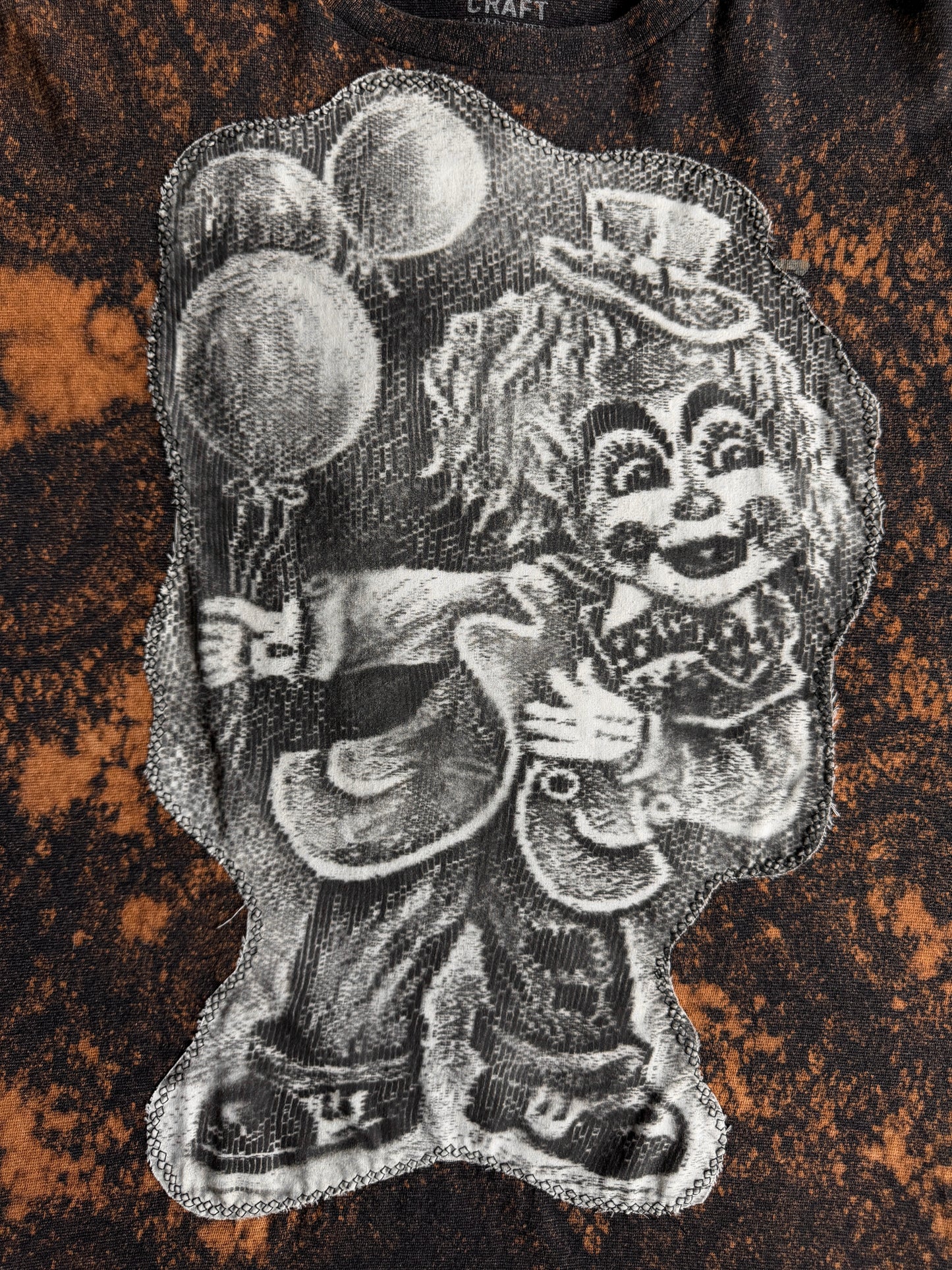 Clown bleach dyed t-shirt
