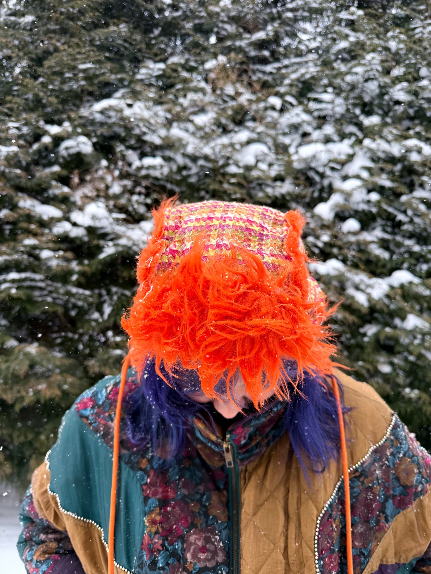 Orange fluff ushanka
