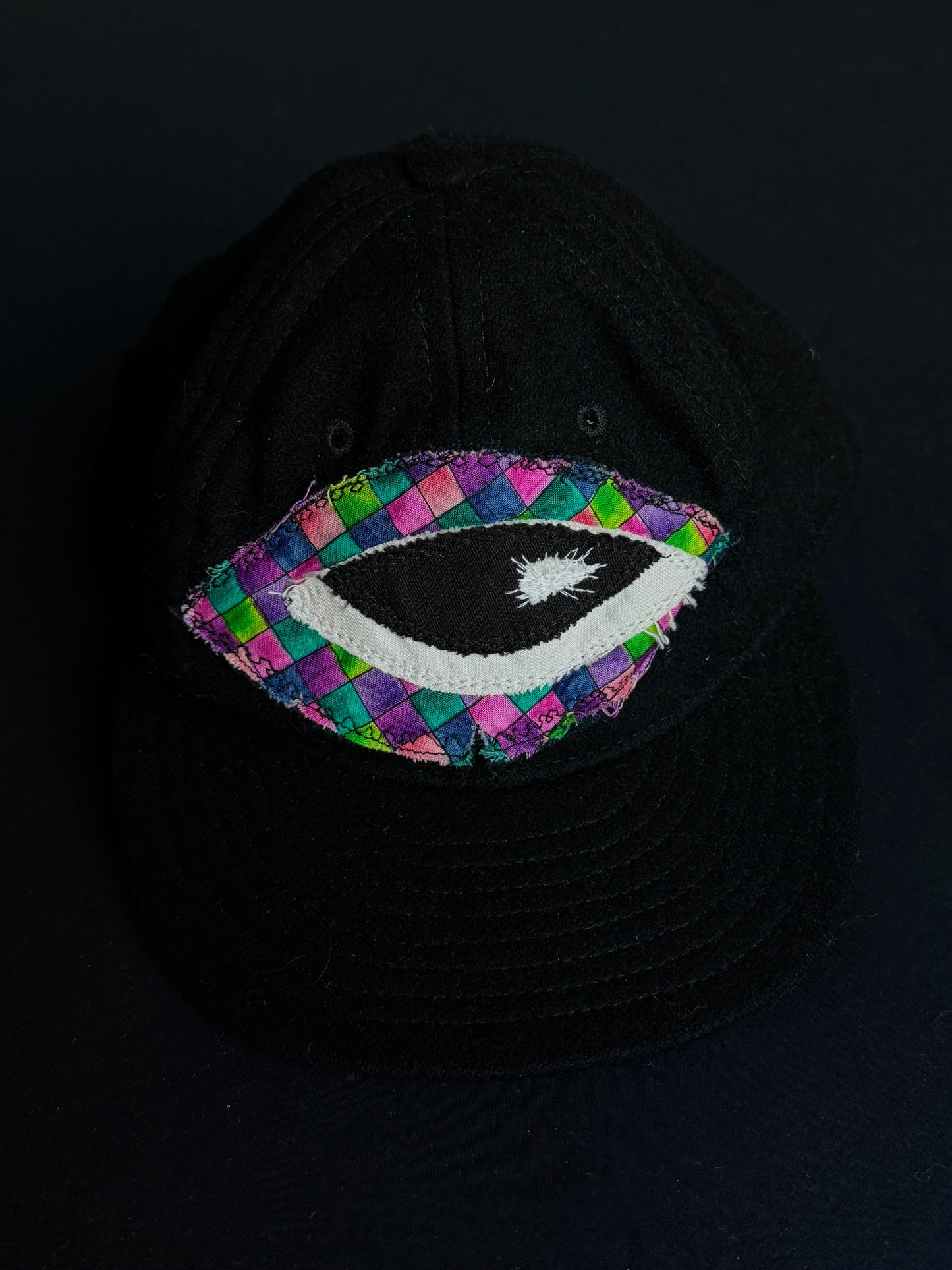 Upcycled Black Eyeball Hat