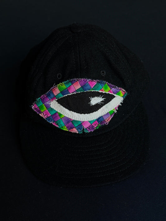 Upcycled Black Eyeball Hat