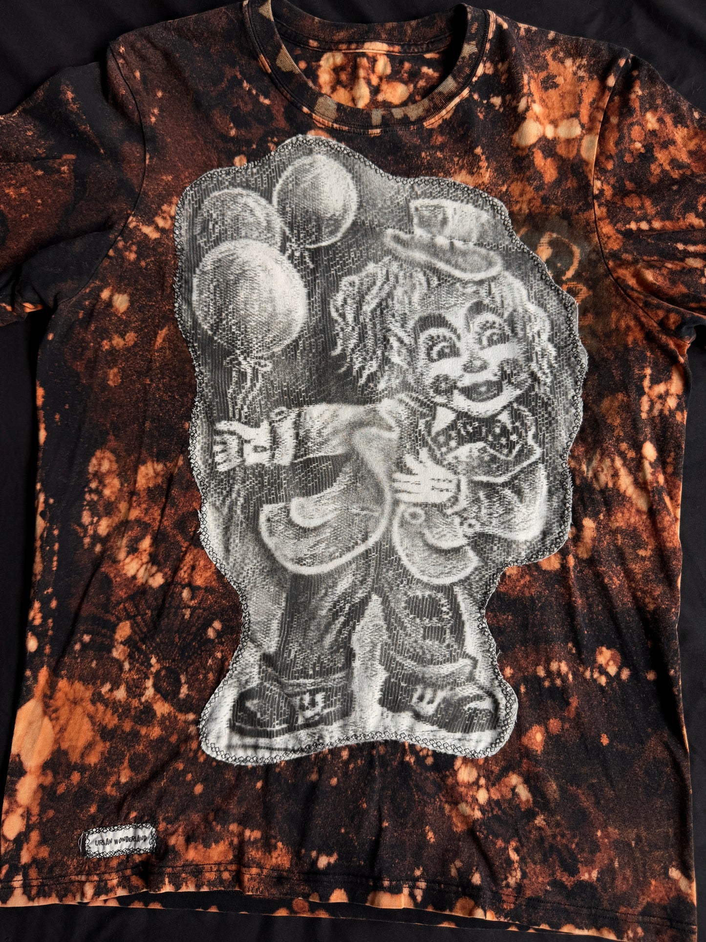 Clown bleach dyed t-shirt