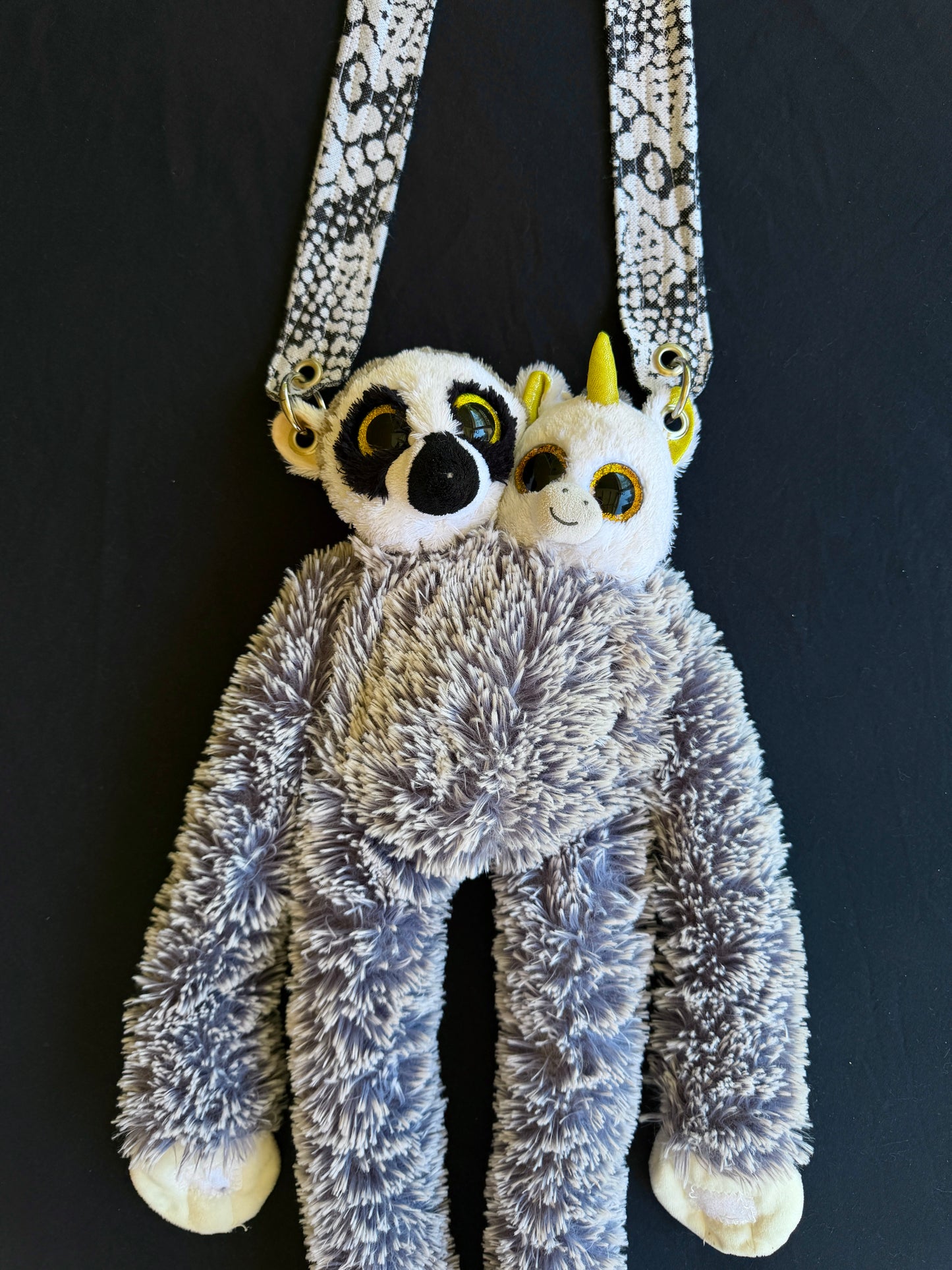 Two headed unicorn, lemur + koala hybrid side bag