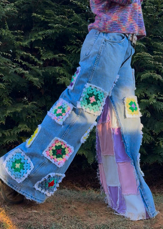 Purple daydream granny square pants