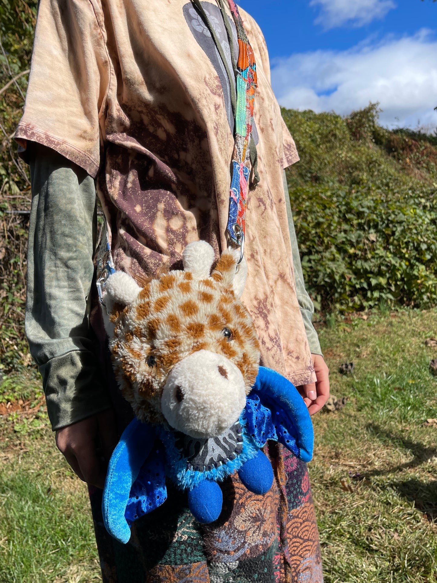 Giraffe + blue bat hybrid side bag