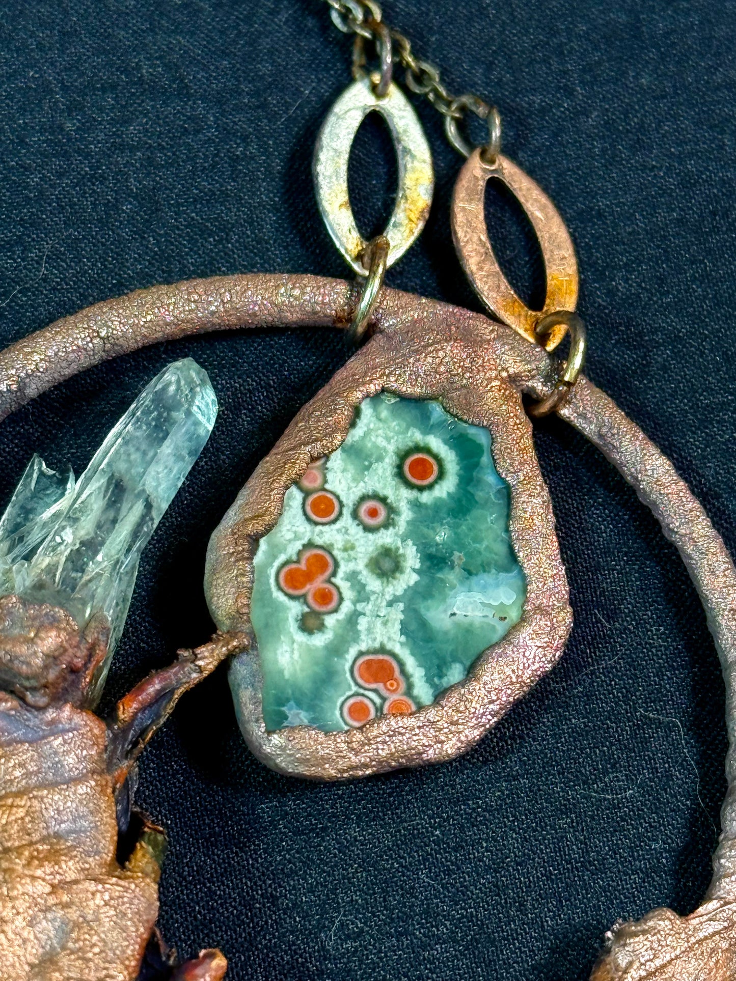 Fire agate shrimp amulet