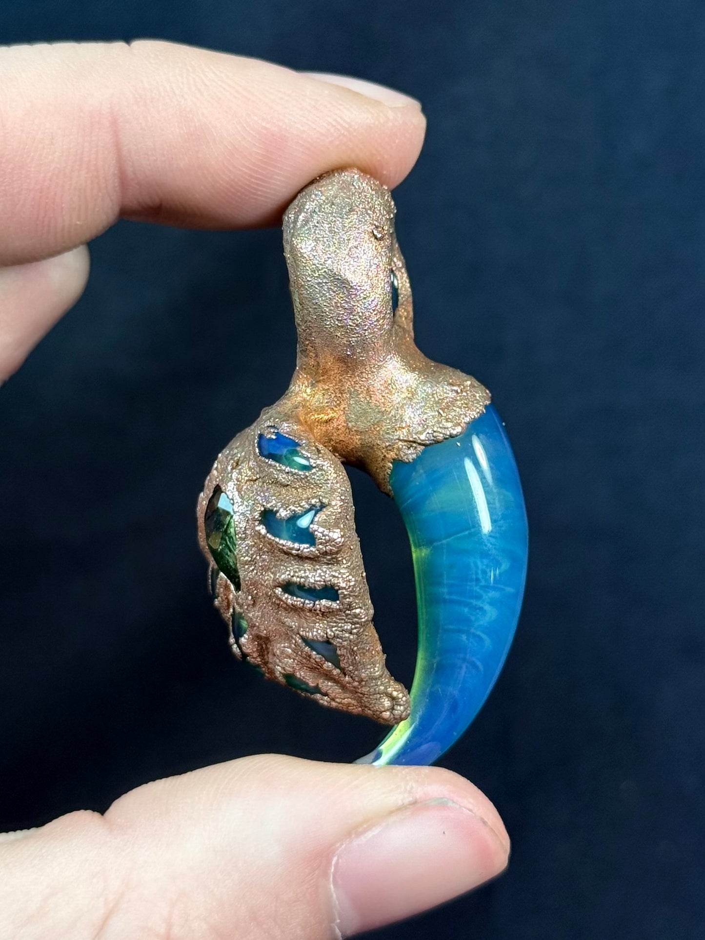 Glass leaf amulet
