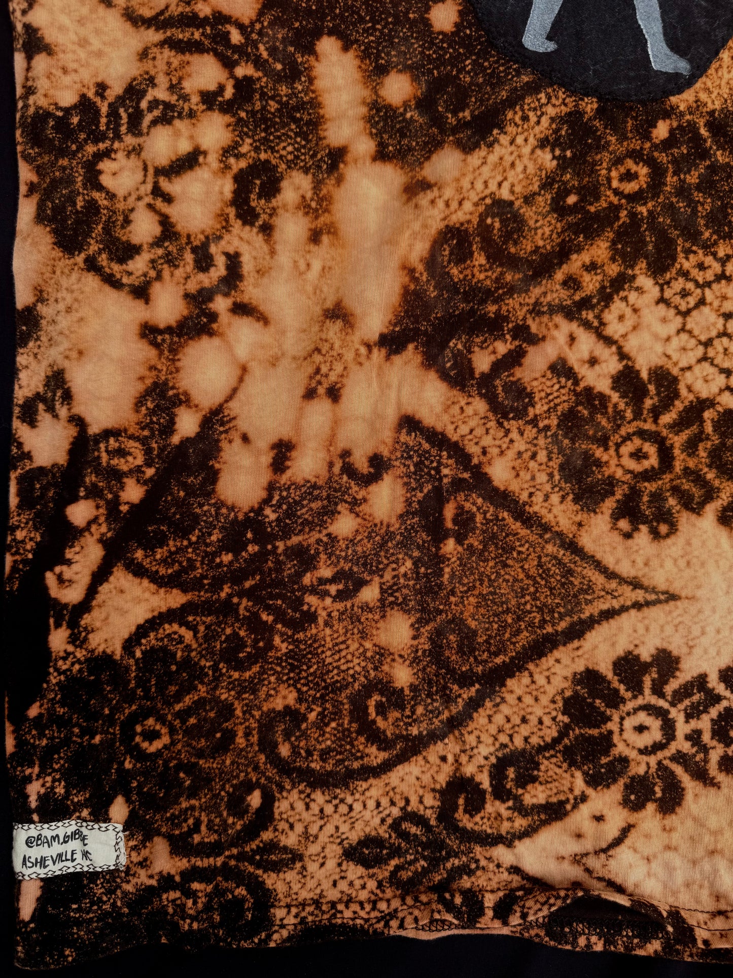 Moth man patch bleach dyed t shirt