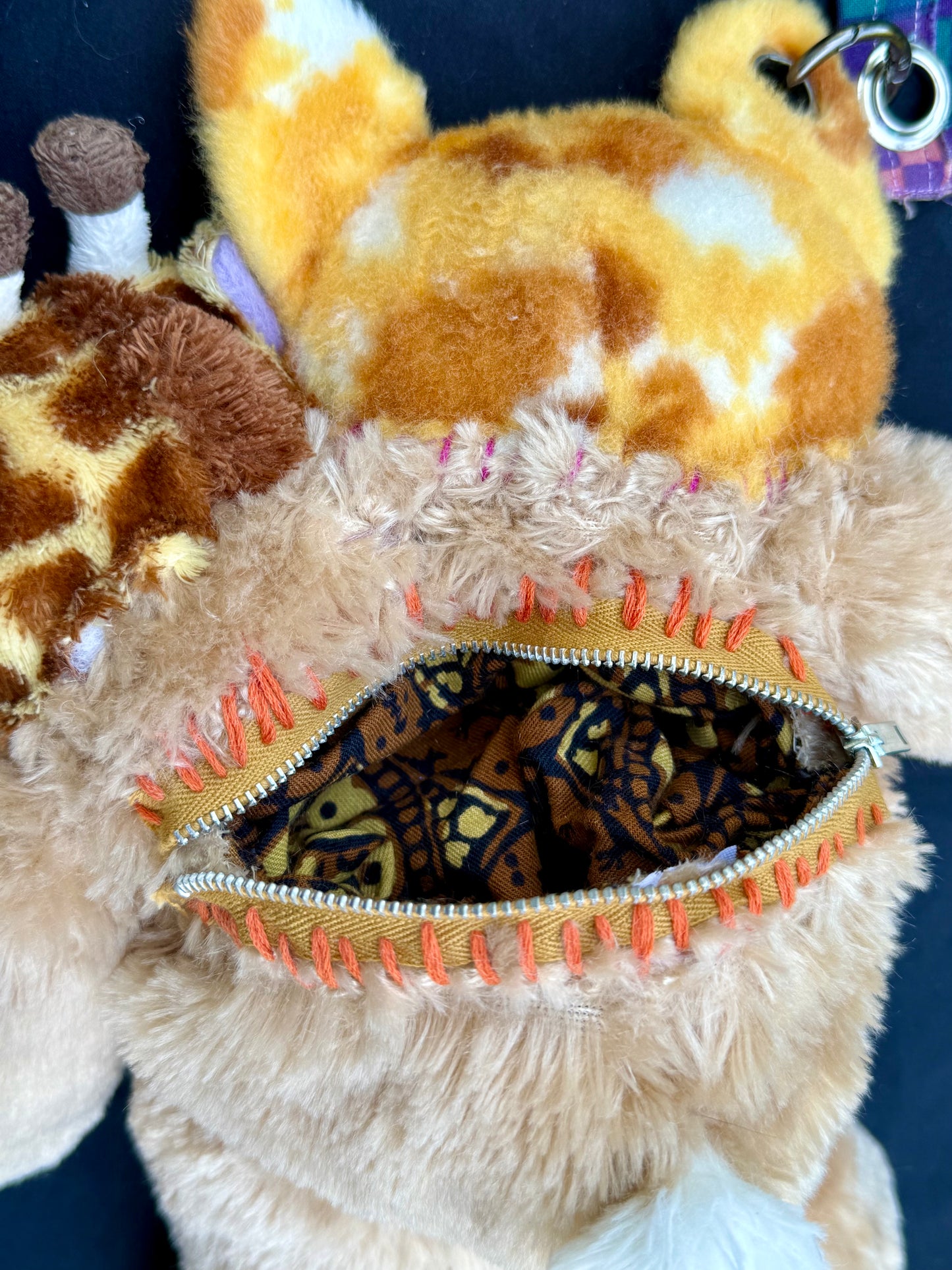 Two headed giraffe + fox hybrid side bag