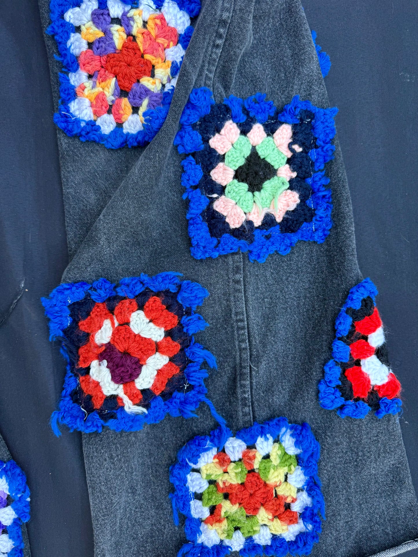Crochet granny square black jeans