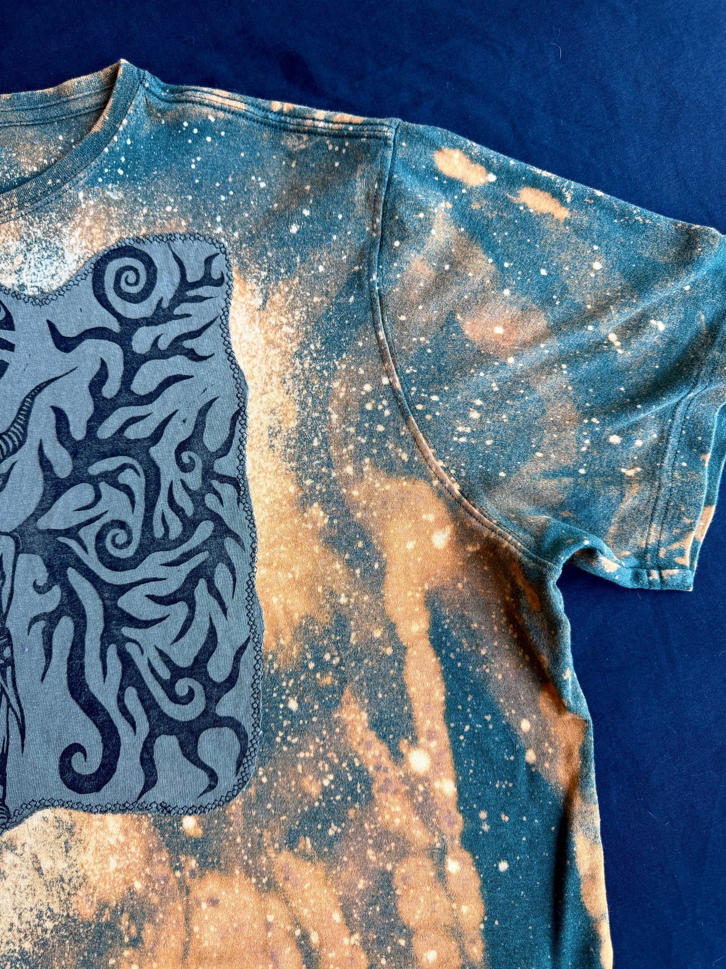Moon goddess patch bleach dyed t-shirt