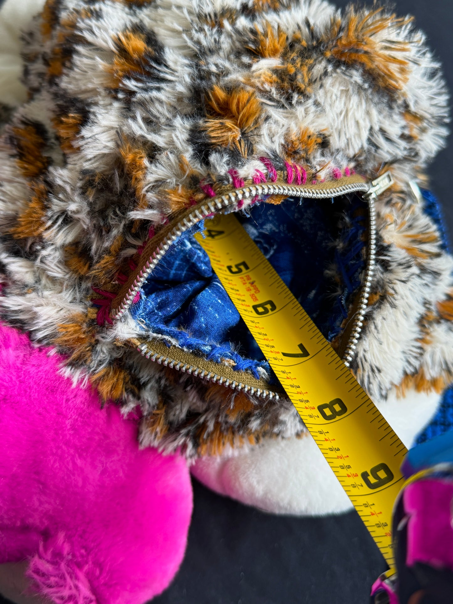 Cheshire cat + leopard hybrid side bag