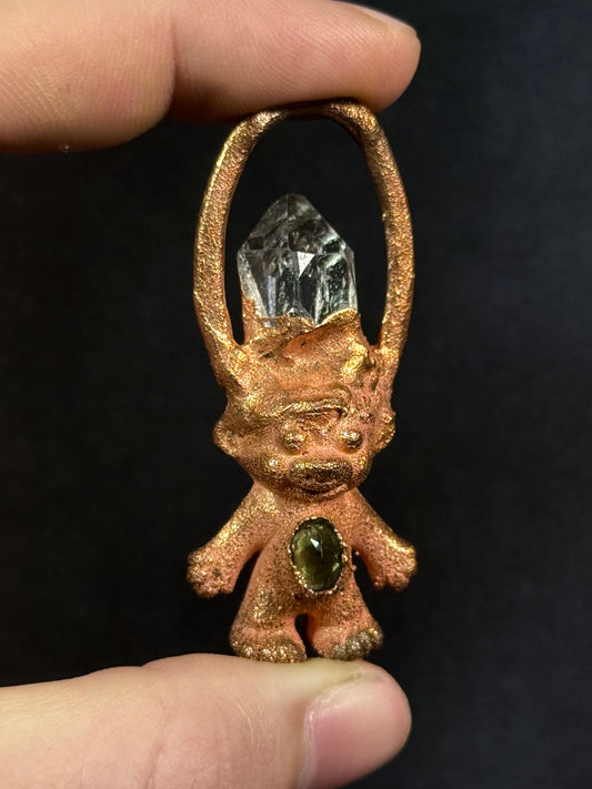 Quartz point troll amulet