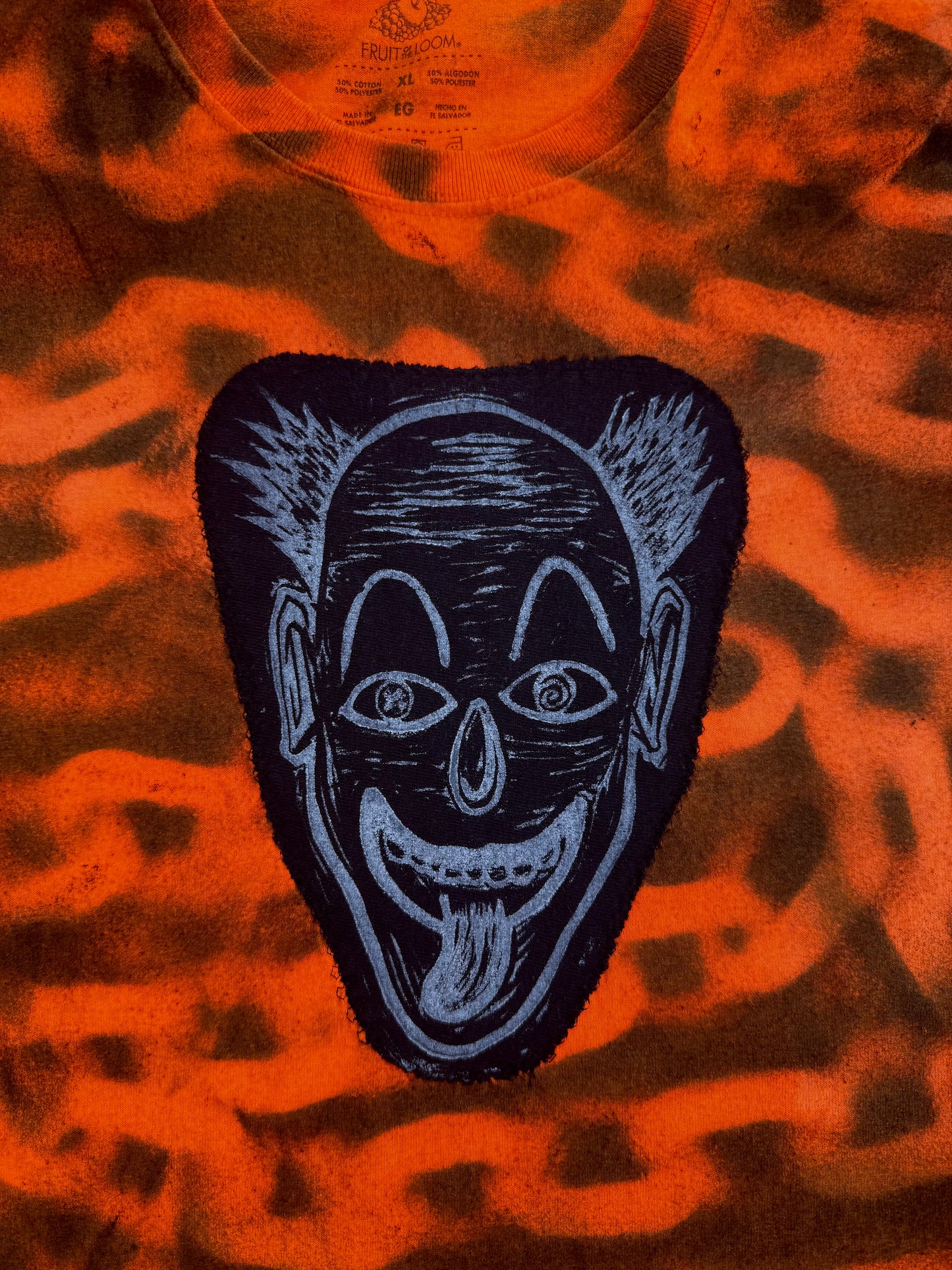 Crazy clown patch chain spray painted t shirt
