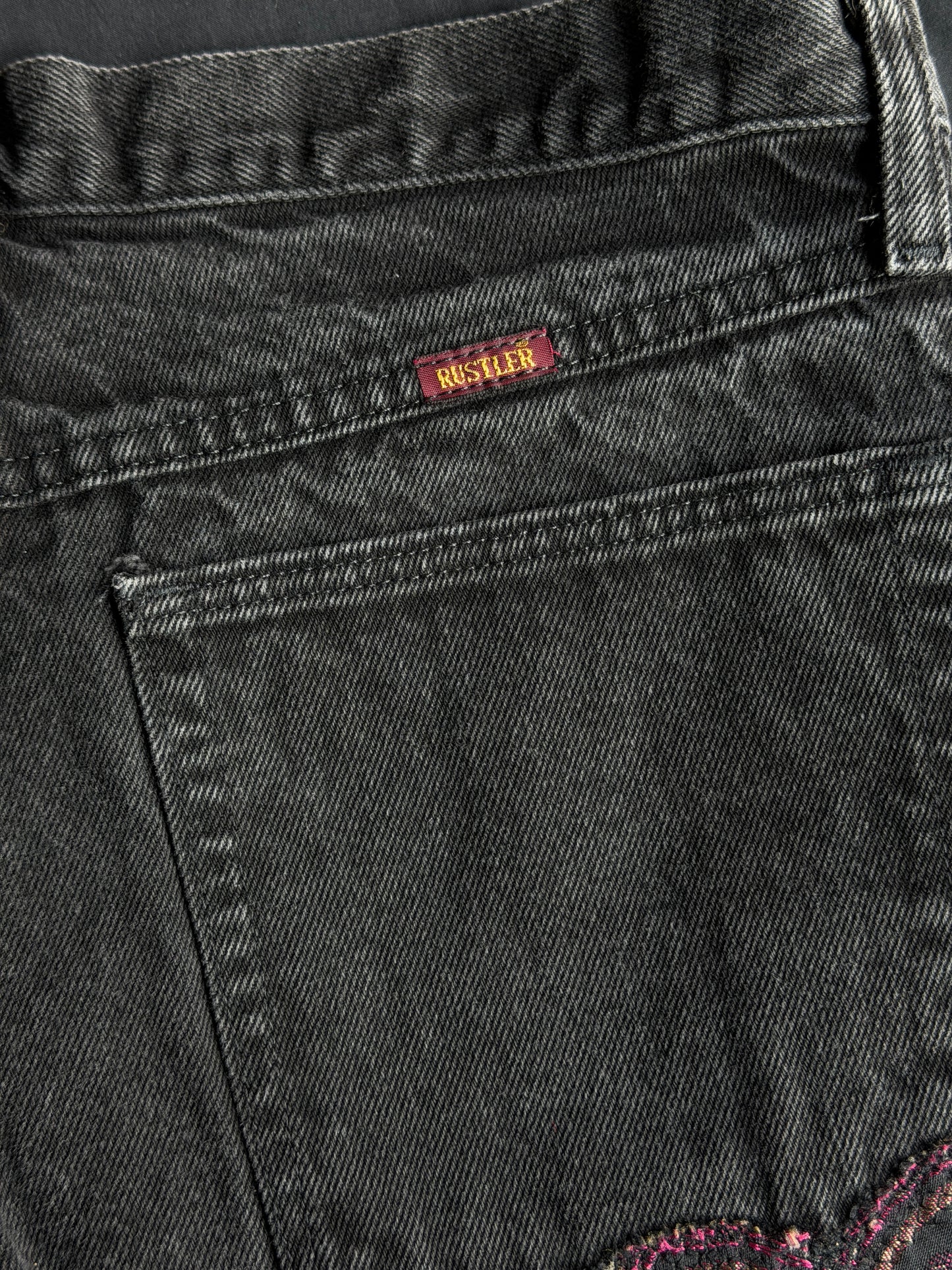 Purple magic black jean shorts