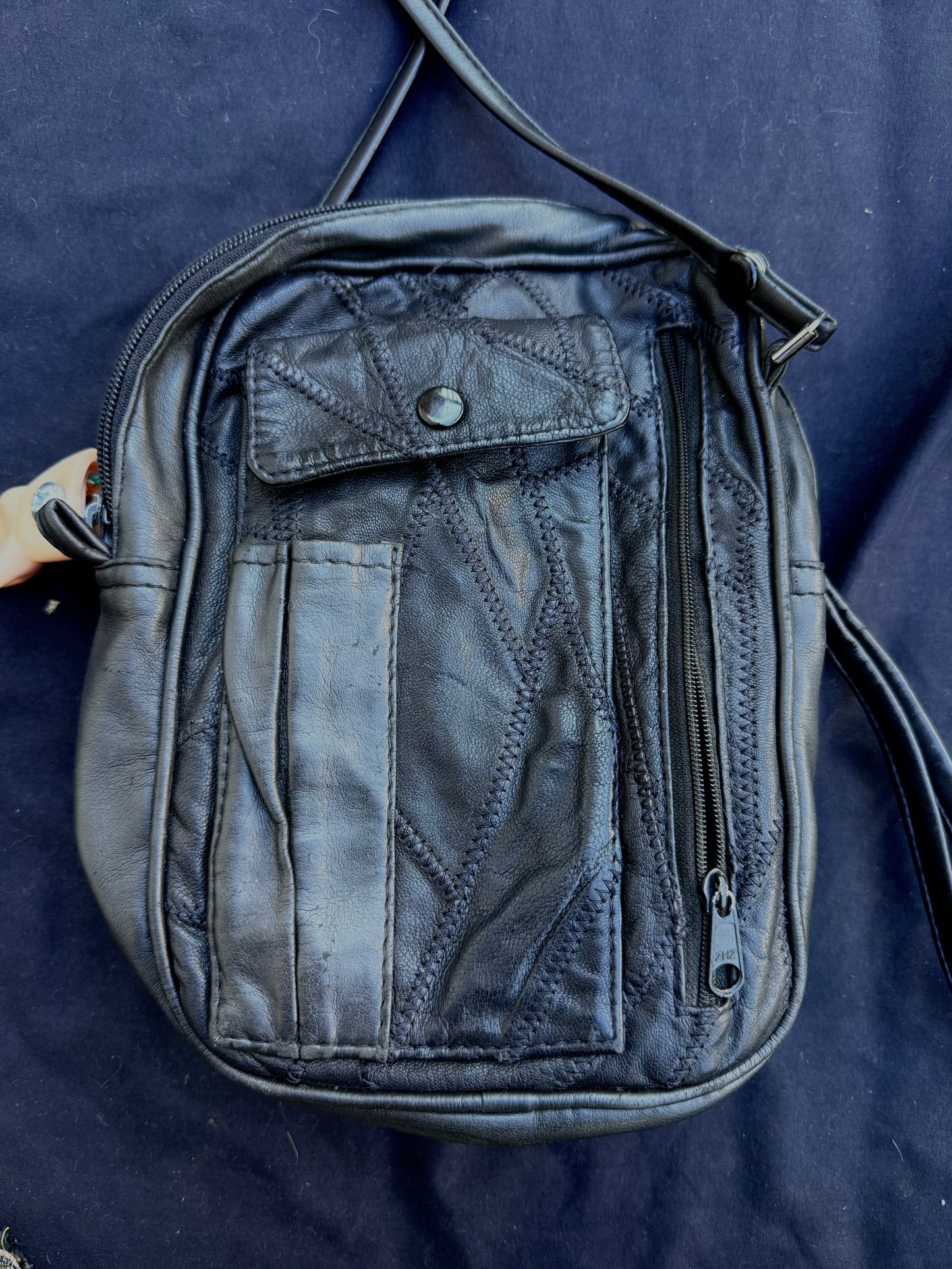 Leather patchwork baby bag