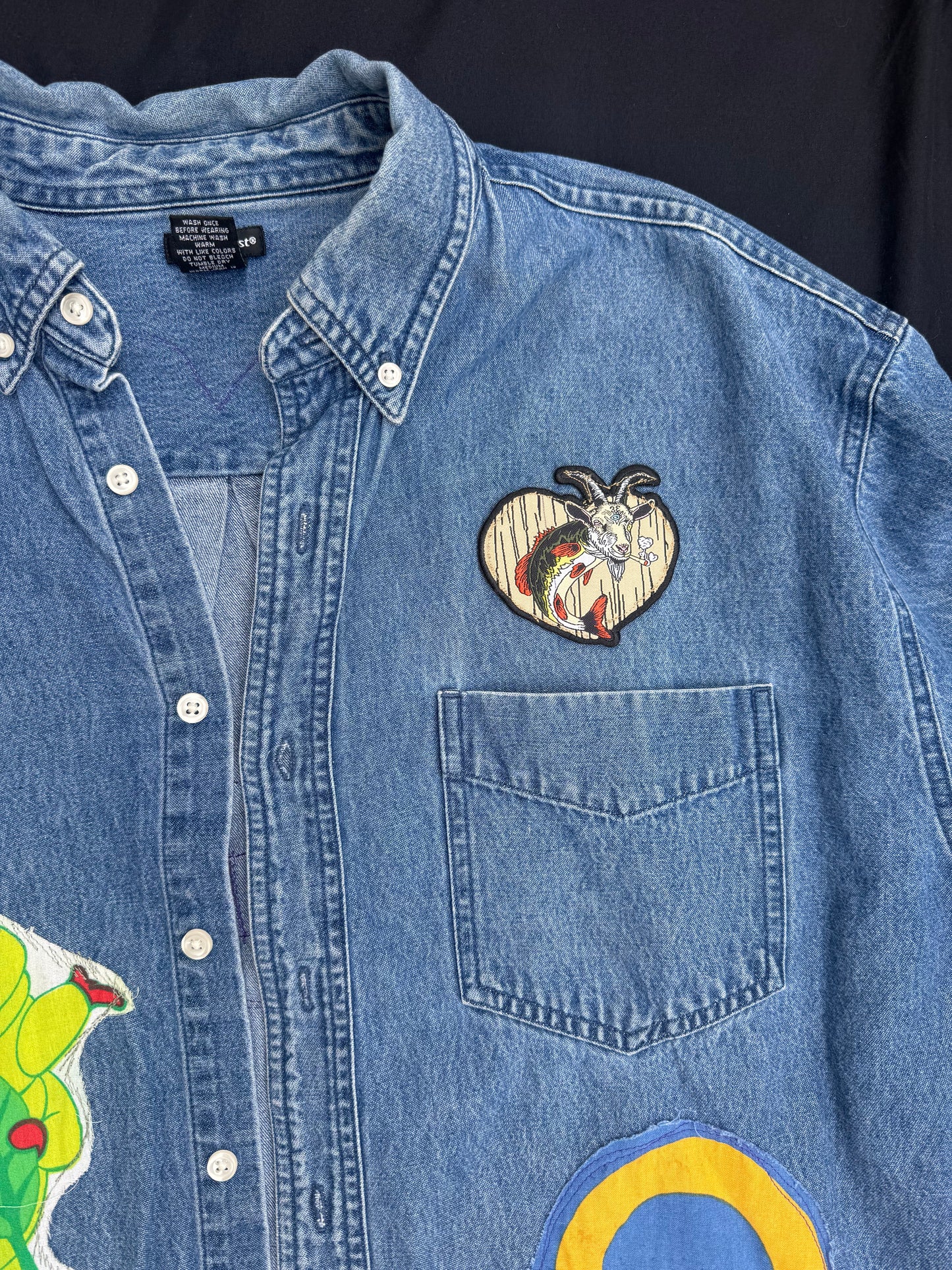 Billy strings patched jean button up