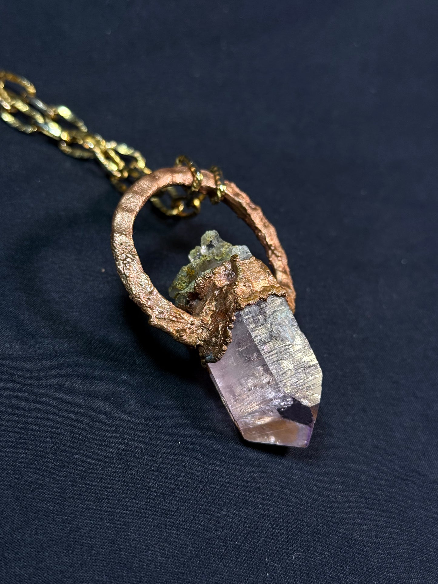 Star sapphire + amethyst amulet