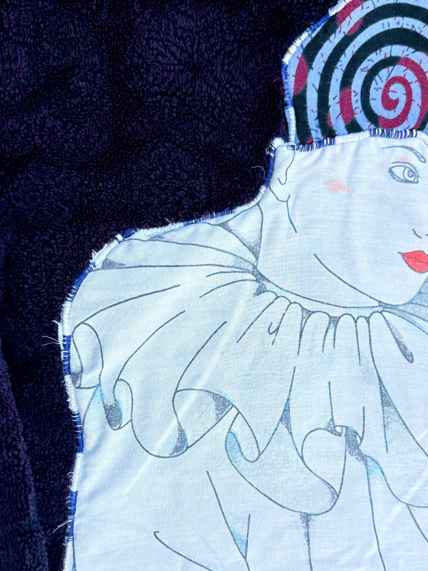 Clown spiral head patch zip up sweatshirt