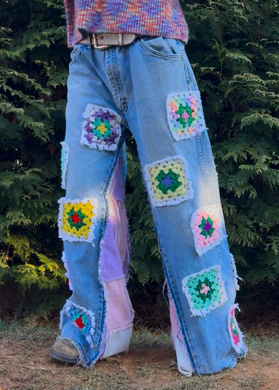 Purple daydream granny square pants