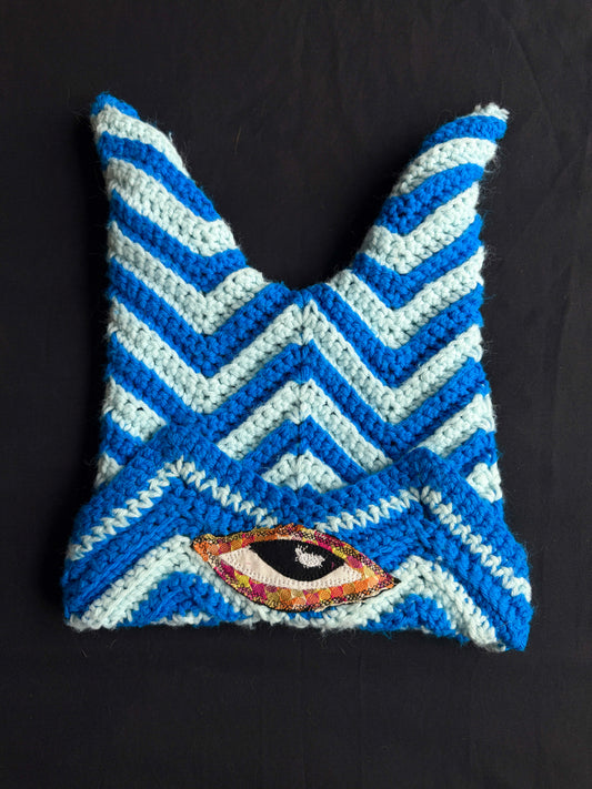 Crochet eyeball patch hat
