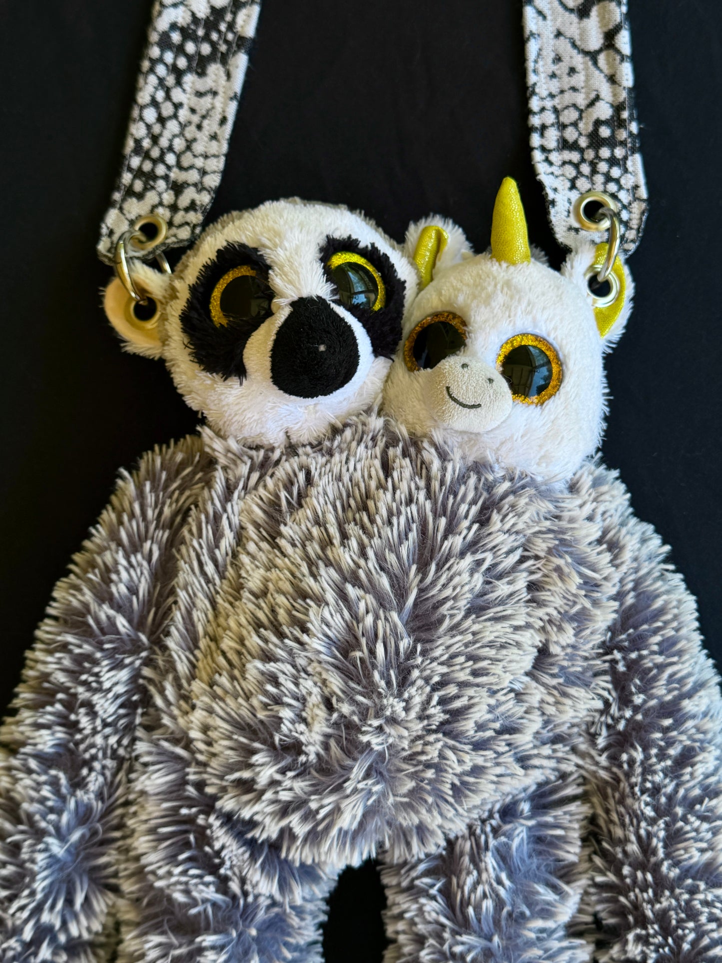 Two headed unicorn, lemur + koala hybrid side bag