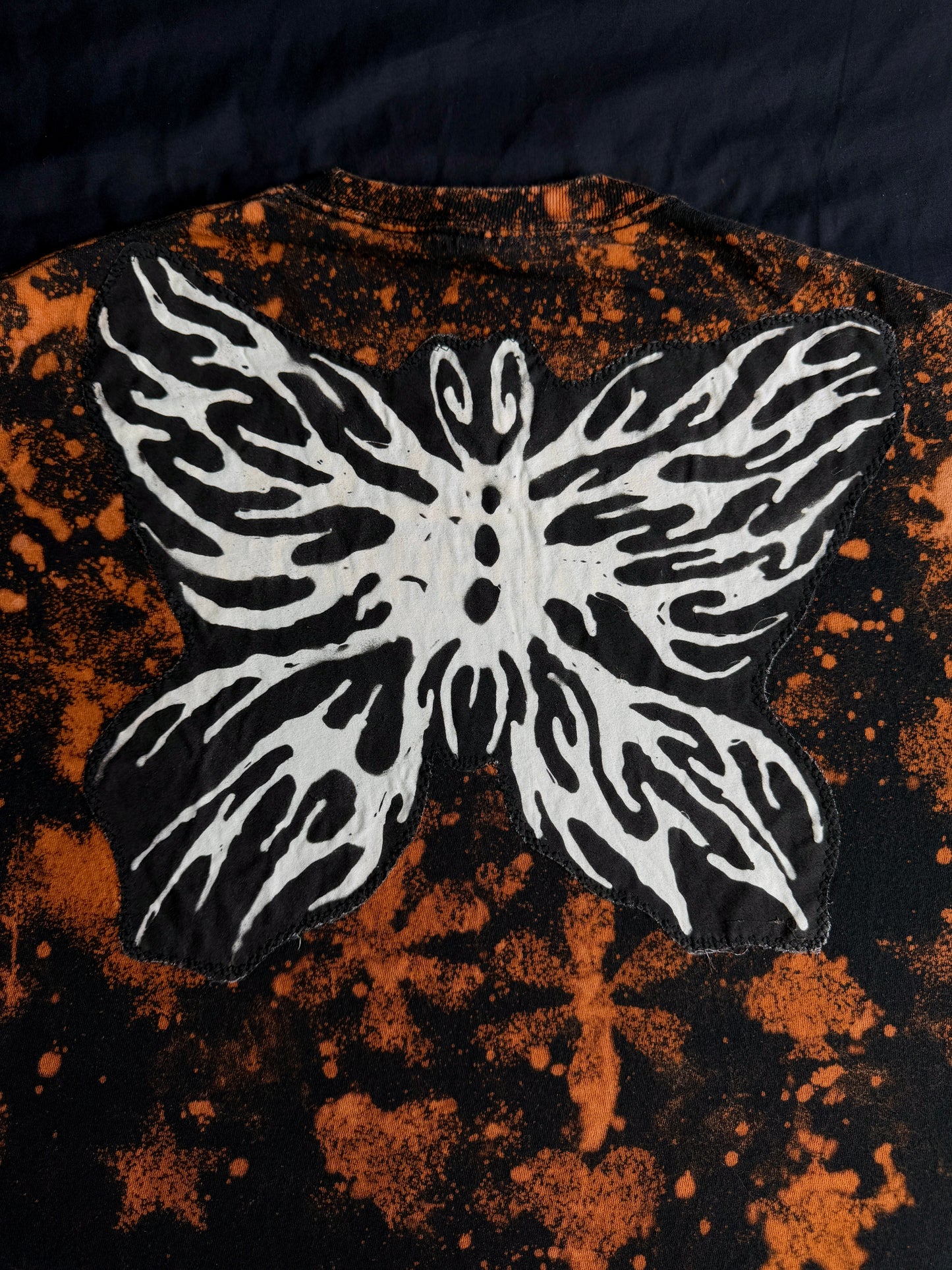 Butterfly bleach dyed t-shirt