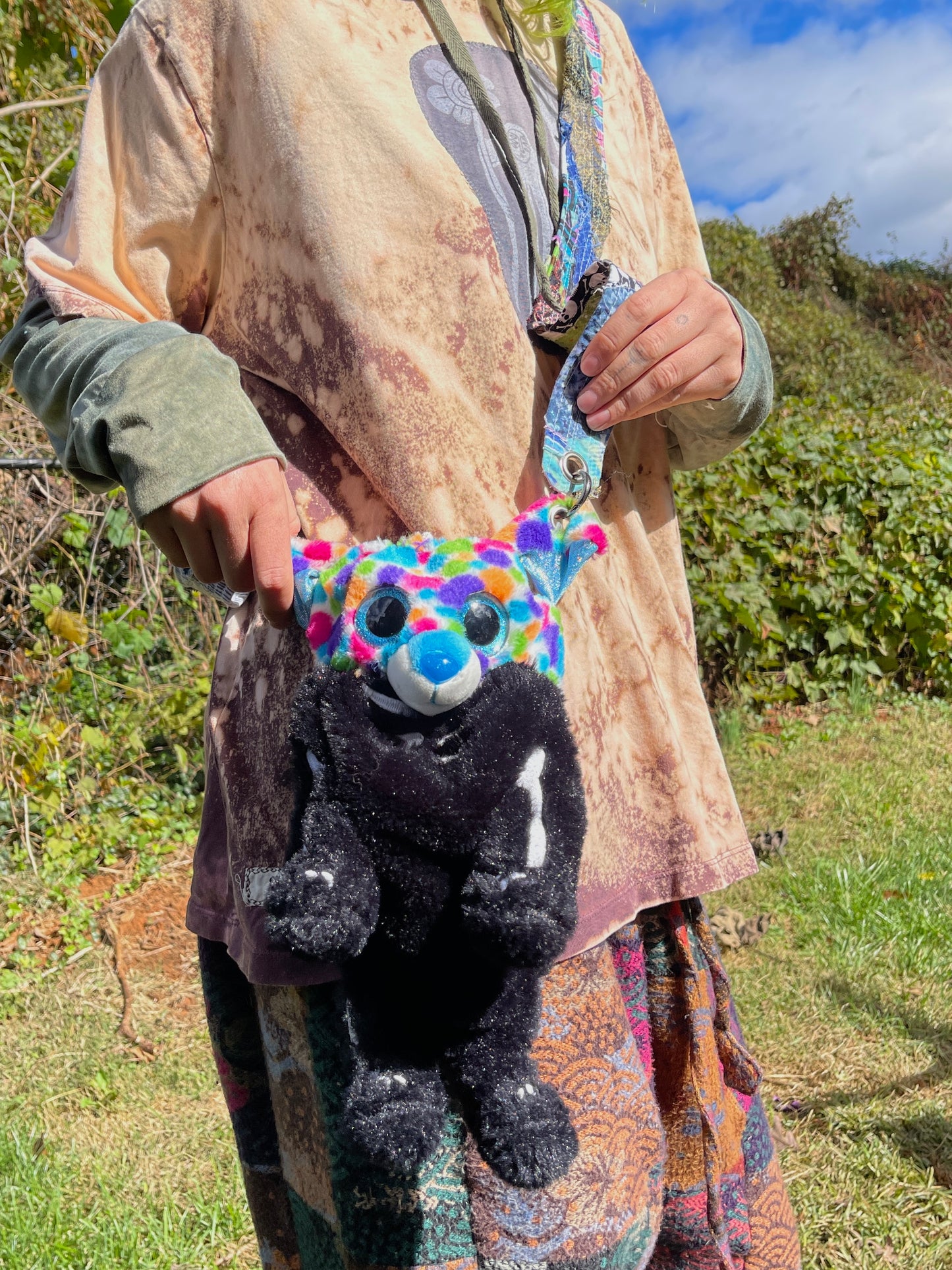 Rainbow skull dog hybrid side bag