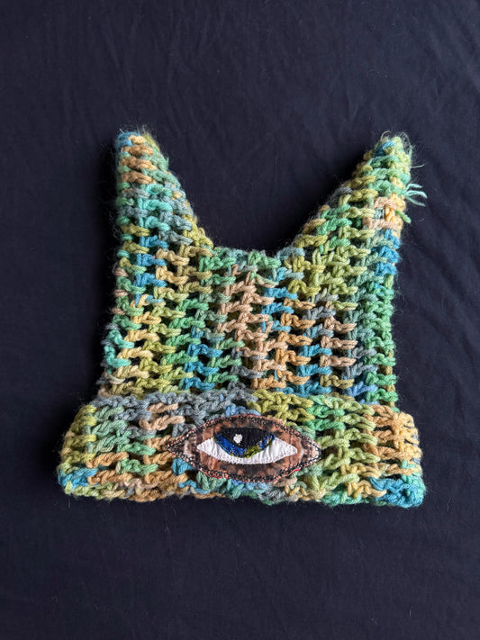 Crochet eyeball patch hat