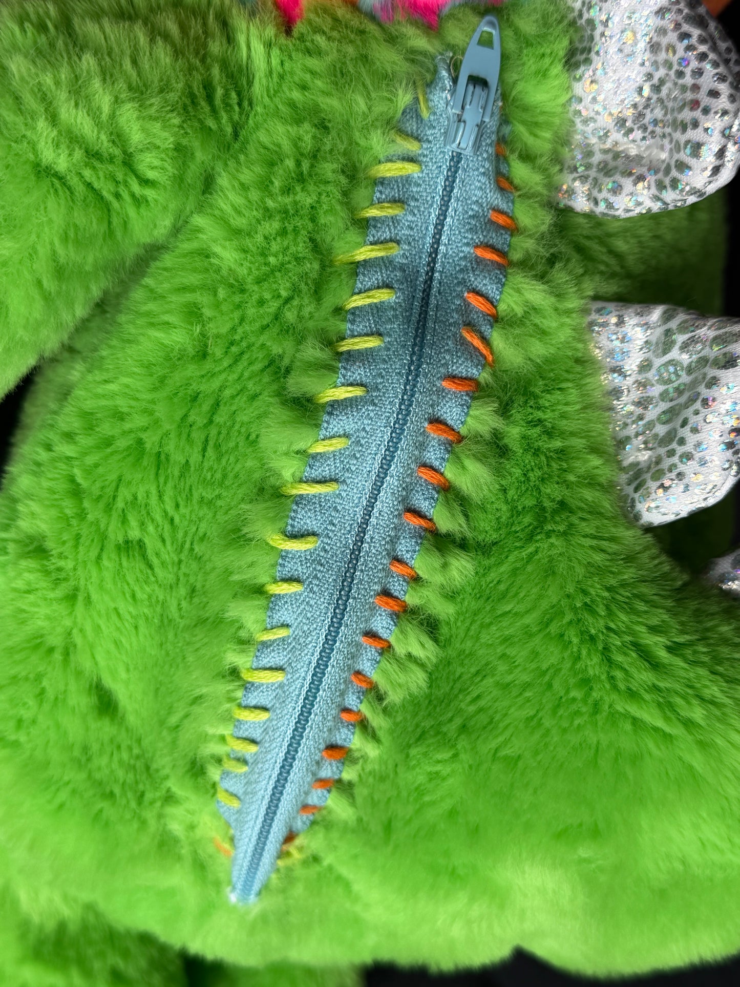 Colorful cat + dino hybrid side bag