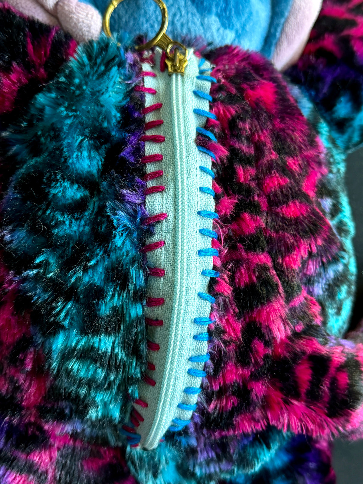 Stitch + pink and blue leopard hybrid side bag