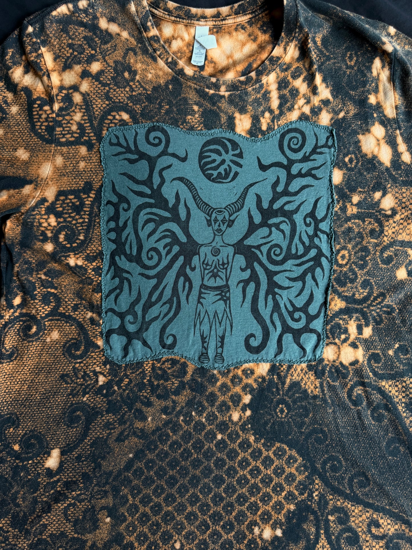 Moon goddess bleach dyed t-shirt