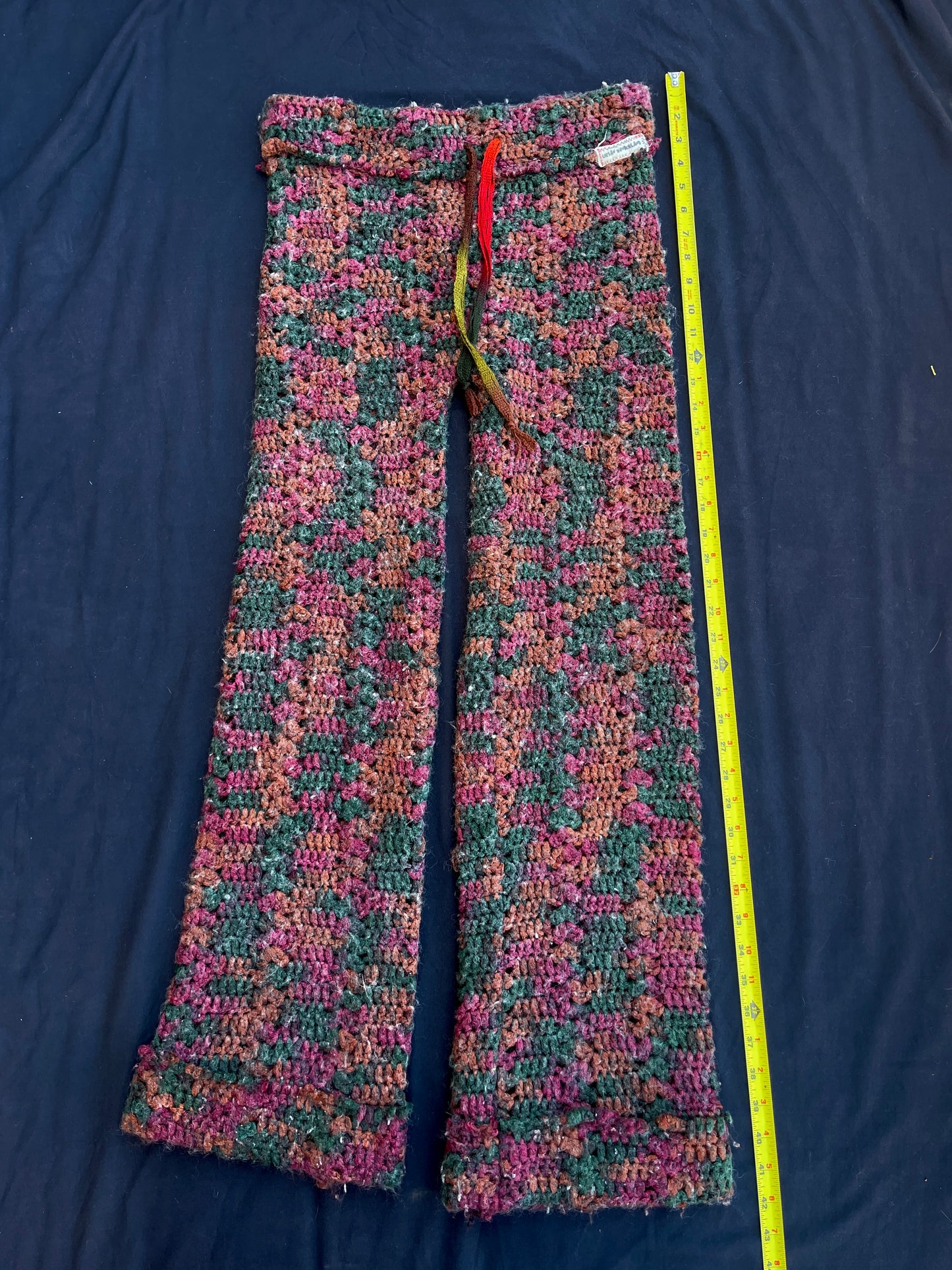 Maroon confetti crochet pants