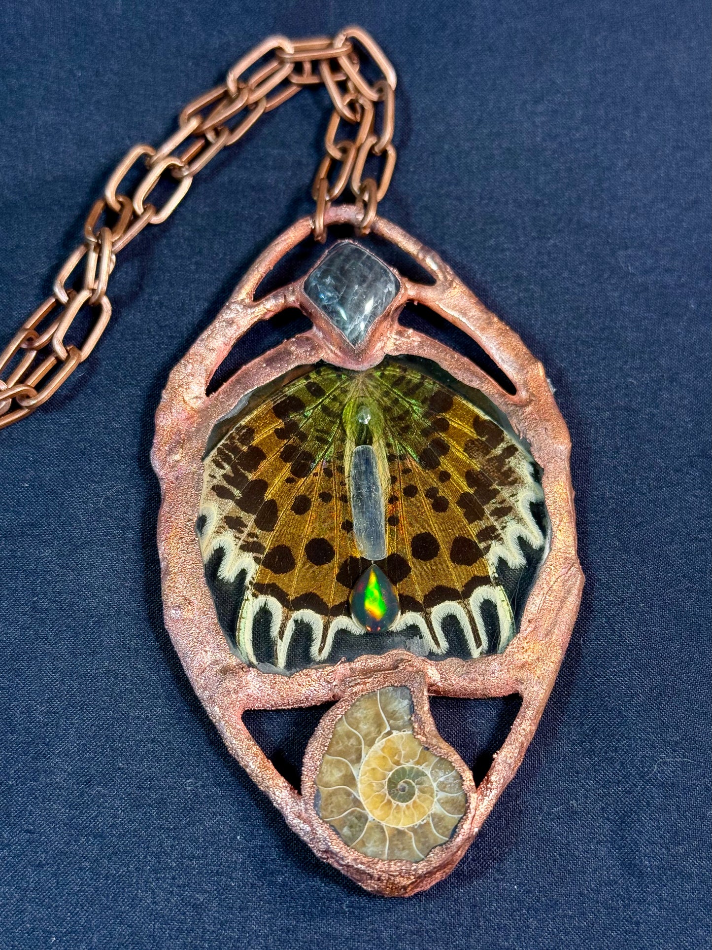 Labradorite sunset moth amulet