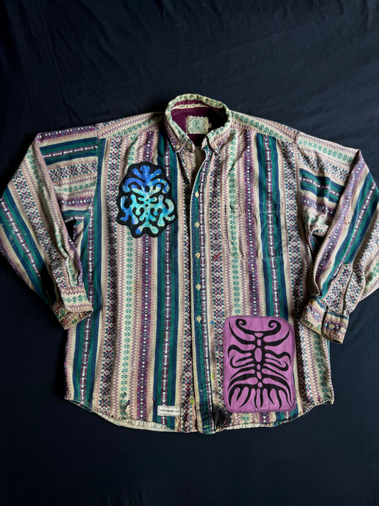 Clown and shapes button down shirt