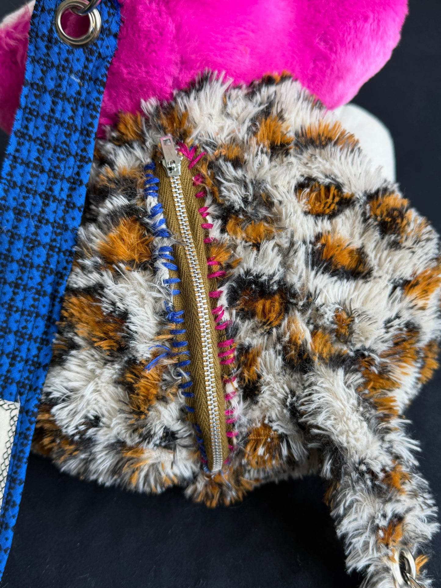 Cheshire cat + leopard hybrid side bag