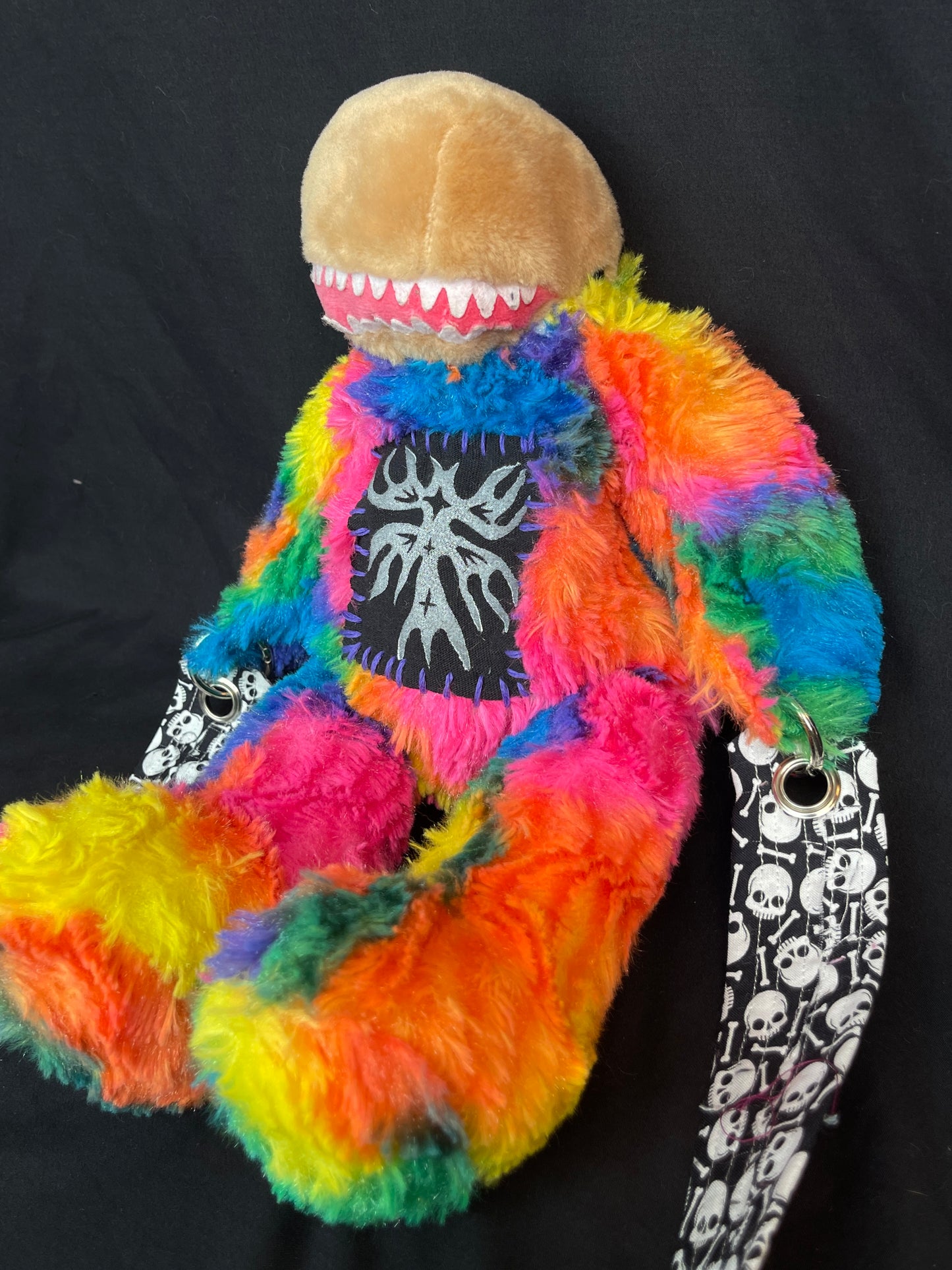 Dino + rainbow tie dye bear side bag