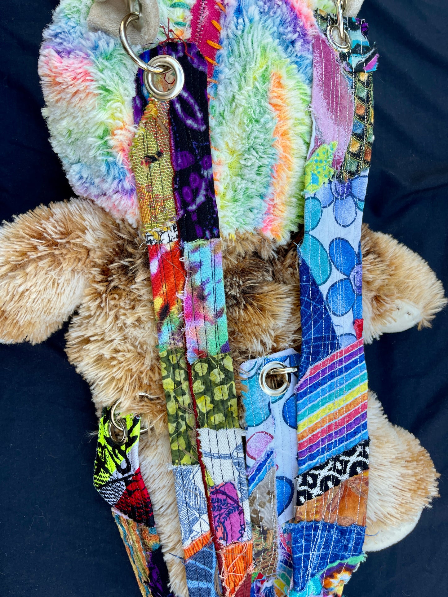 Rainbow camel + fuzzy brown bear hybrid backpack