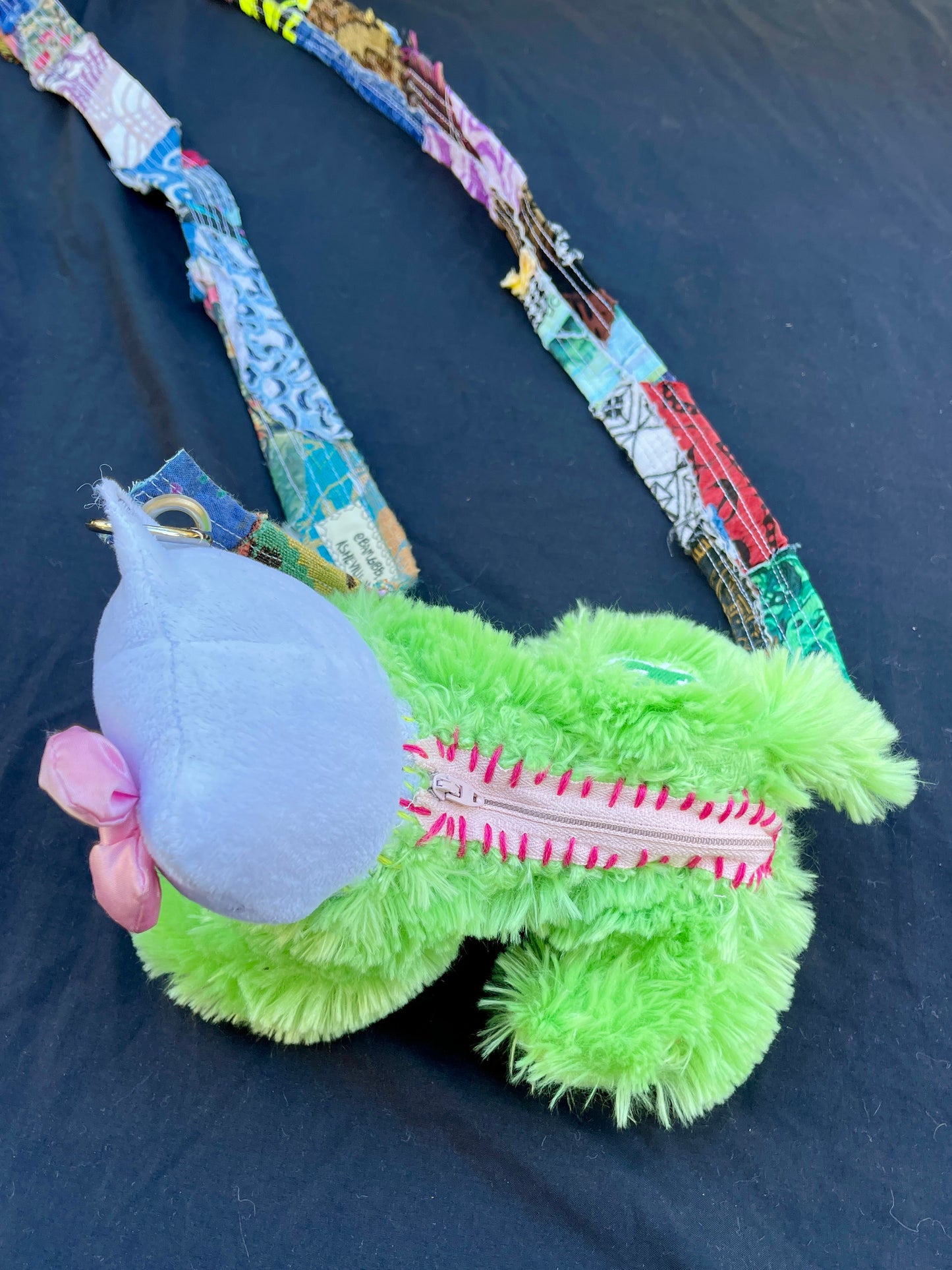 Hello Kitty + fuzzy green hybrid mini side bag