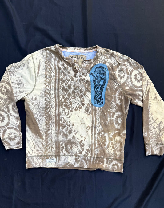 Mushroom lady patch bleach dyed shirt