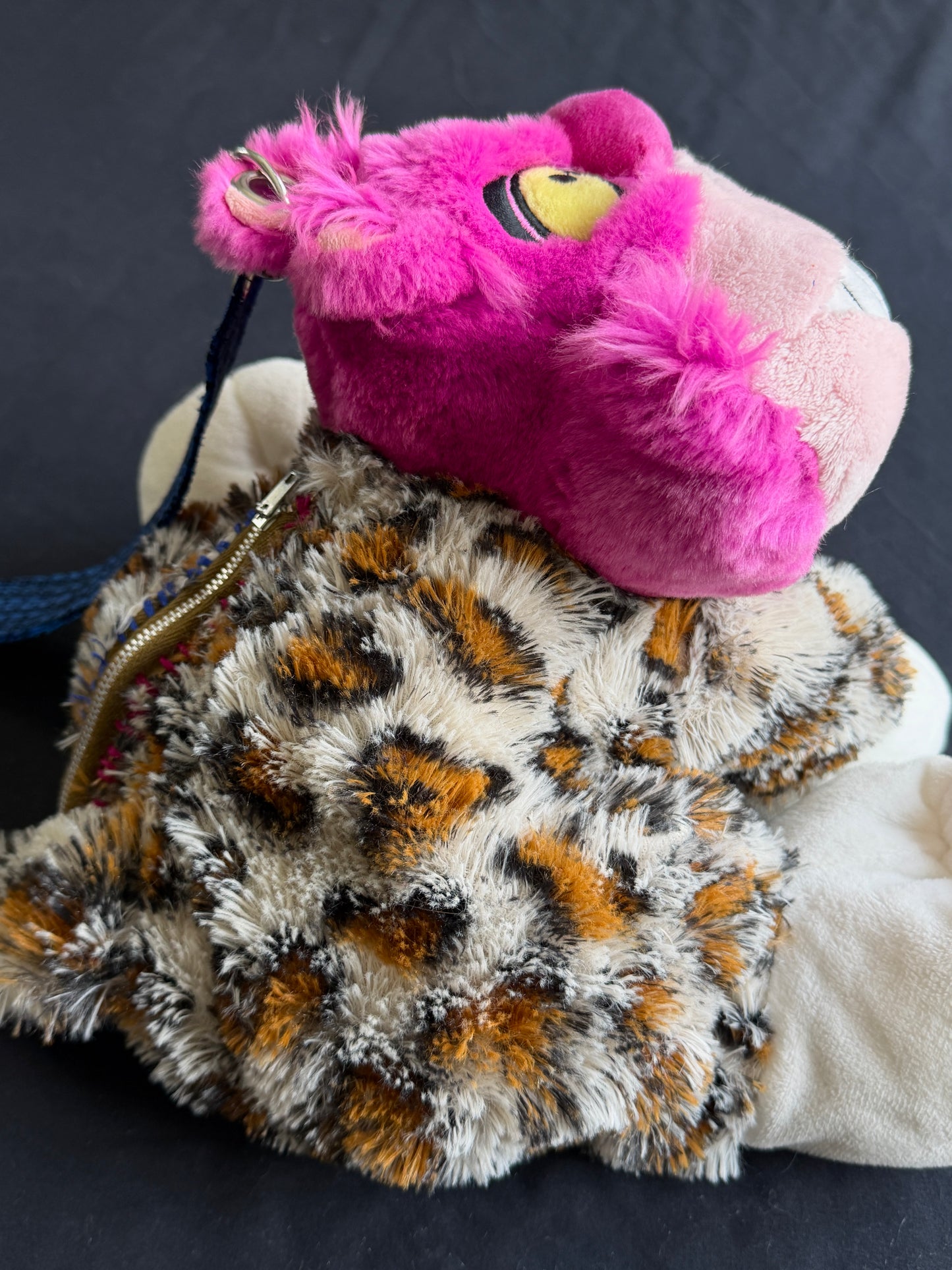 Cheshire cat + leopard hybrid side bag