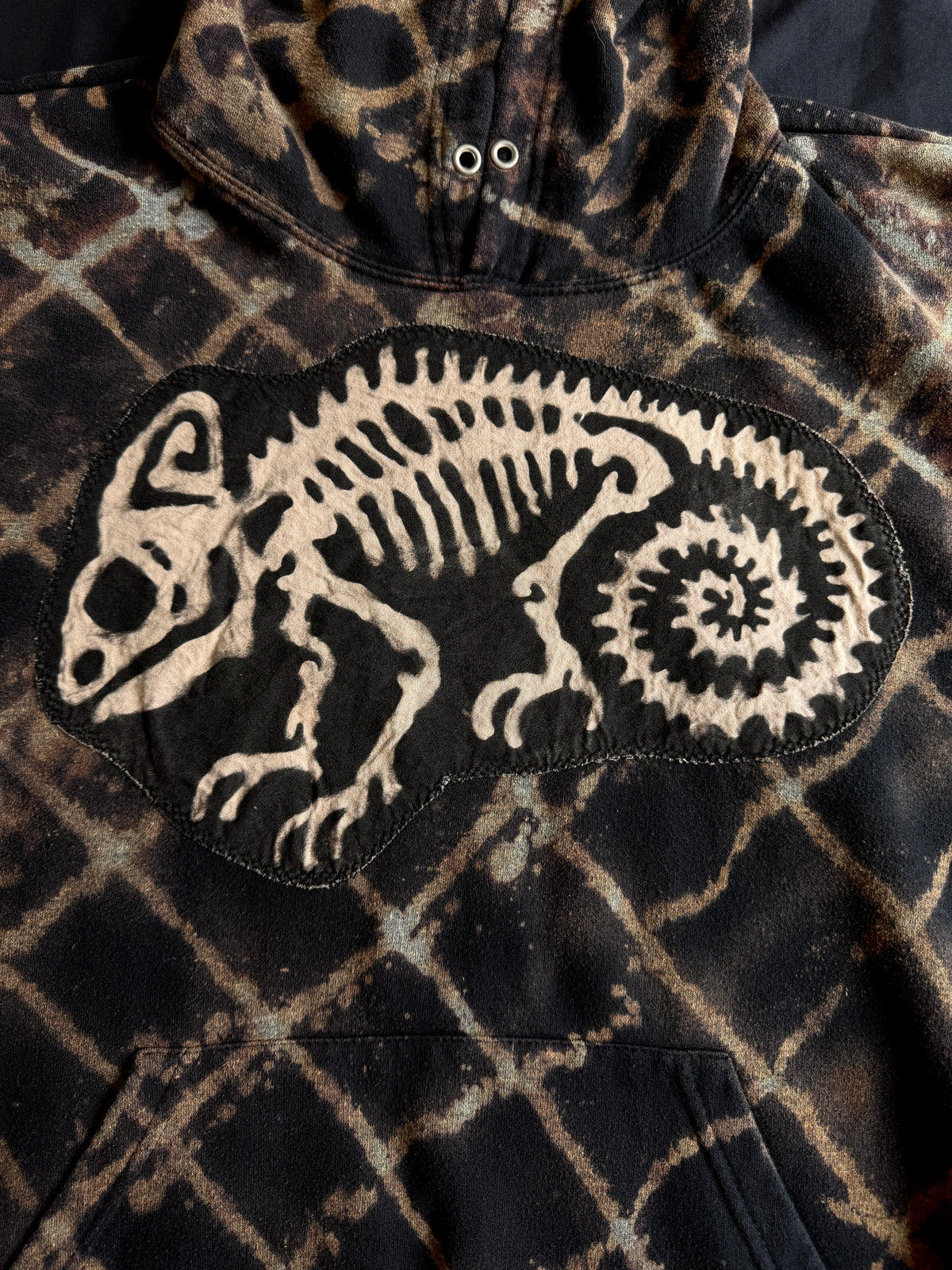 Gremlin + chameleon bleach dyed hoodie