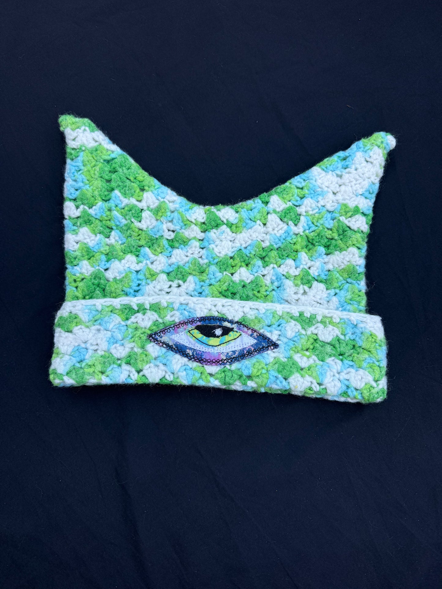 Crochet eyeball patch hat