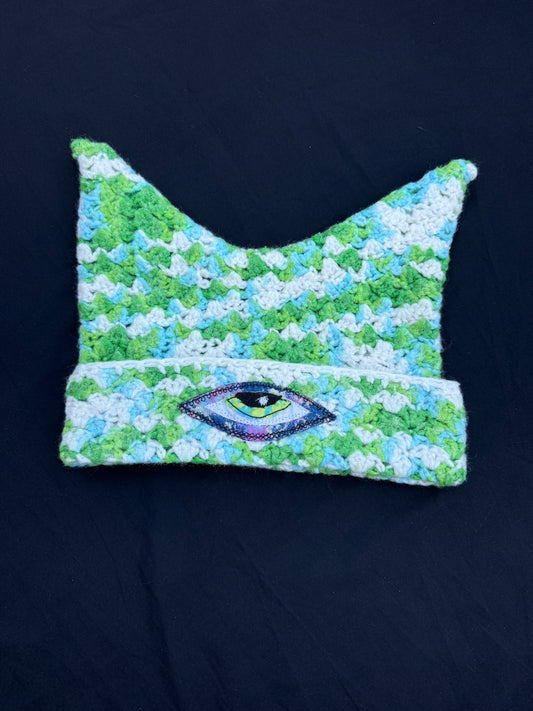 Crochet eyeball patch hat