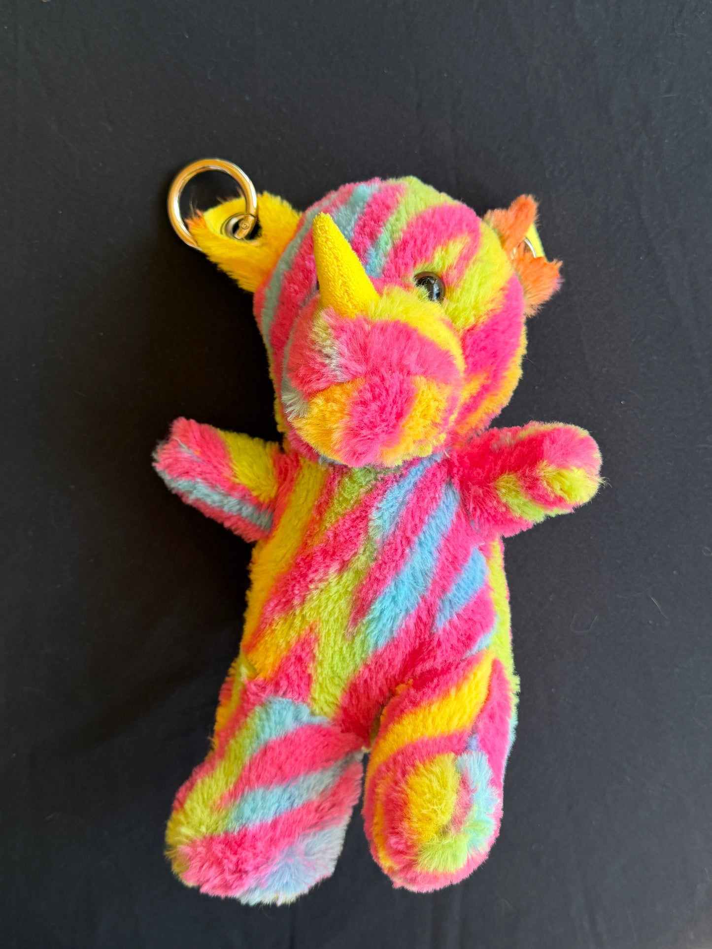 Rainbow rhino keychain buddy
