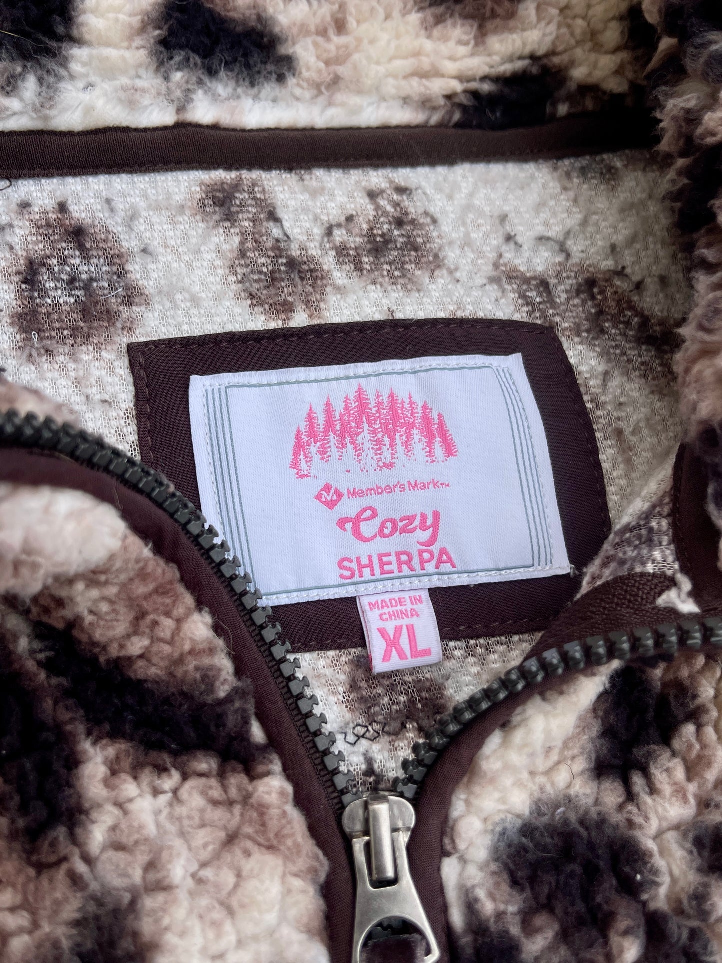 Leopard clown & mushroom fuzzy zip up jacket