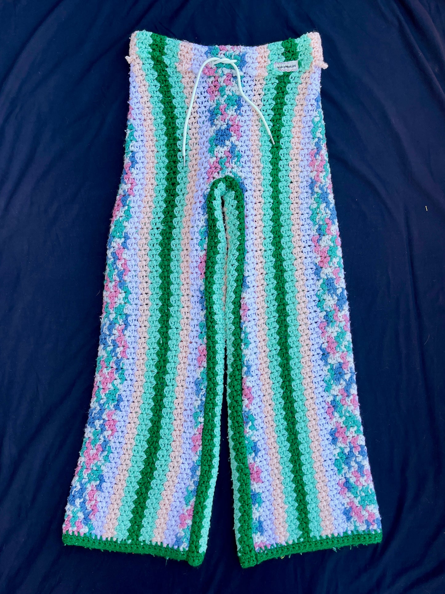 Sea foam crochet pants