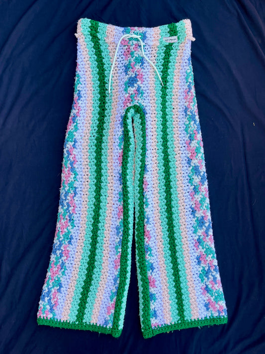 Sea foam crochet pants