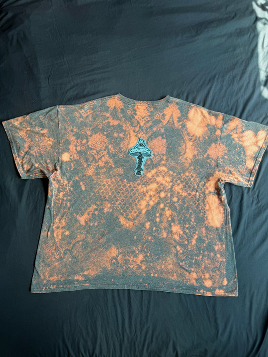 Moon goddess mushroom bleach dyed t-shirt
