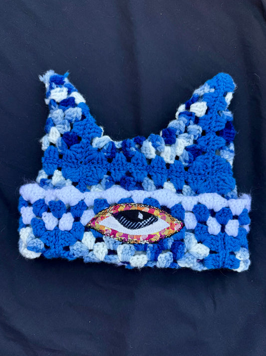 Crochet eyeball patch hat